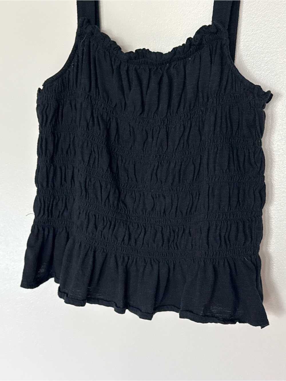 Universal Thread Black Smocked Ruffle Tank - Women's